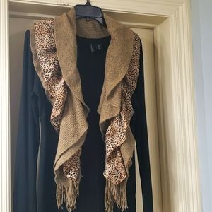 Ladies animal print and knitted layer scarf, NWT!